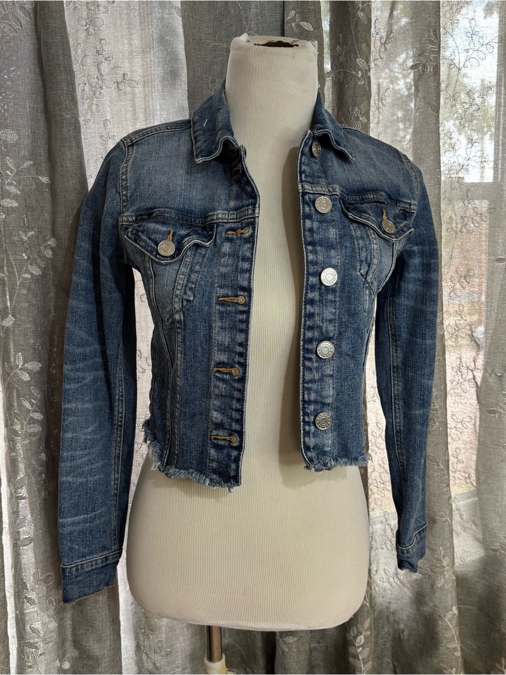 Garage Women's Distressed Blue Denim Jacket